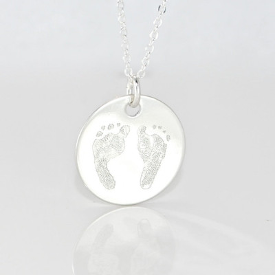 Baby actual footprints, handprints, drawings or handwriting Custom made Sterling Silver or 14k gold filled mother's day necklace