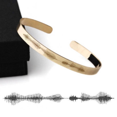 Cuff bracelet with your voice sound-wave or heartbeat - EKG/ECG, baby sonogram -  Gold fill or sterling silver - Personalized unique custom
