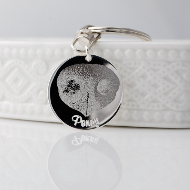 925 Sterling Silver Dog Paw Print Disc Charm Pendant