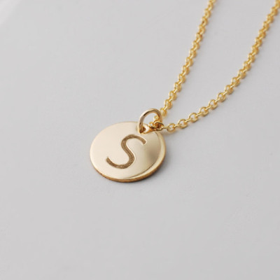 Custom engraved monogram initial charm layering necklace - 14k Gold filled petite 1/2 inch pendant - Personalized Gifts for her