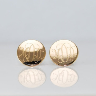 Custom engraved petite gold fill monogram stud earrings - single or monogrammed initials Personalized gifts for her - surgical steel posts