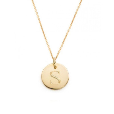 Dainty engraved 14k Gold fill initial charm Necklace - monograms, zodiac signs - Gift for her Personalize on both sides - petite 1/2"