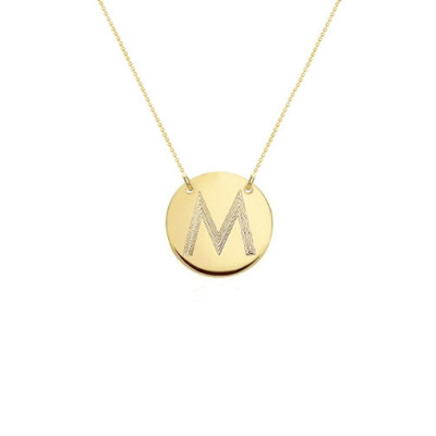 Engraved Monogram necklace - Two hole 14k Gold filled modern pendant necklace - Personalized round charm in various diameters - Bridesmaids