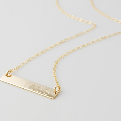 Engraved Name Necklace CUSTOM Personalized Gold Bar nameplate necklace Gifts for her -  Bridesmaid jewelry  - contemporary engraved jewelry