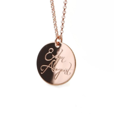 Engraved actual handwriting pendant necklace in 14k rose gold filled - signatures - personalized memorial remembrance charm keepsake