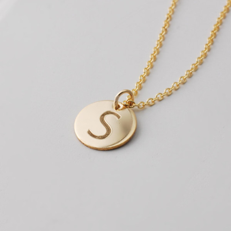 Engraved Monogram Necklace, Geometric Diamond Shape Inital Necklace, 14kt  Gold Filled, Sterling Silver