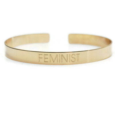 FEMINIST or any other phrase Custom engraved cuff Bracelet - sterling silver, 14k yellow or rose gold fill personalized inspirational gifts