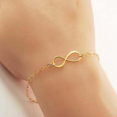 Infinity Bracelet in 14k gold fill or sterling silver - Dainty Bridesmaids gift - LOVE and FRIENDSHIP - Eternity charm - any length