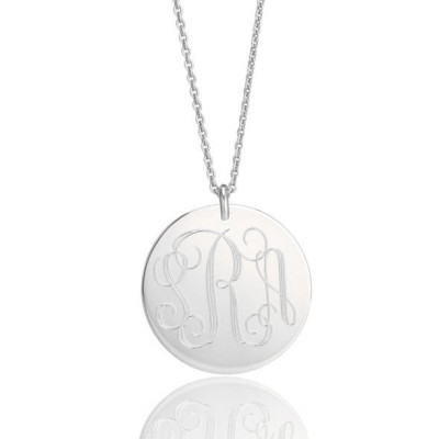 MONOGRAM necklace in various sizes from 1/2" to 1 inch Sterling Silver custom engraved monogrammed initial charm - personalized with names