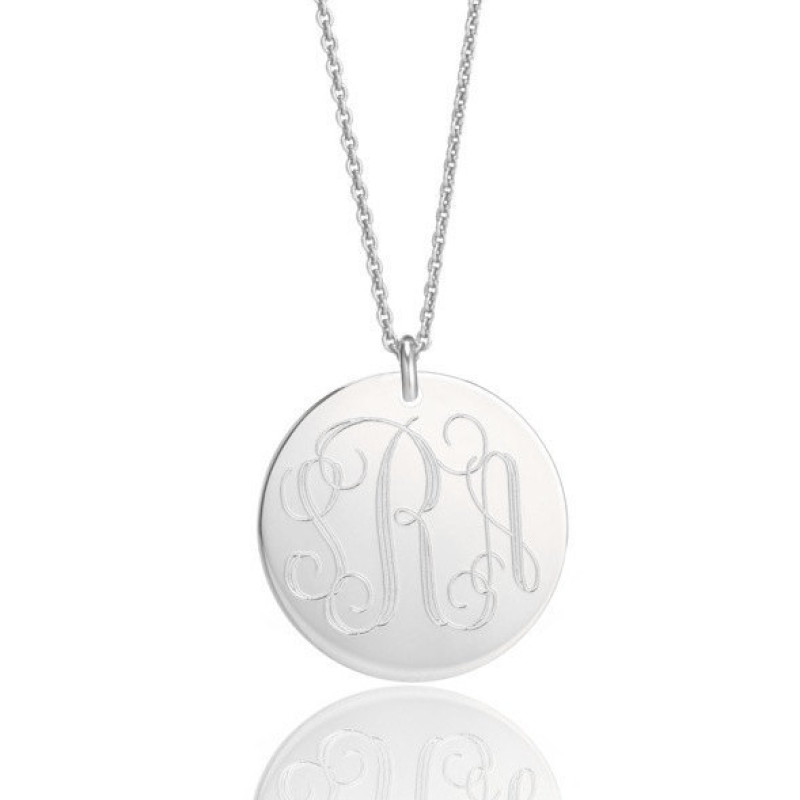 MONOGRAM necklace in various sizes from 1/2 to 1 inch Sterling Silver  custom engraved monogrammed initial charm - personalized with names