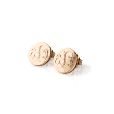 Monogram GOLD Initial stud earrings | Personalized custom engraved monogram with surgical steel posts Bridesmaids Birthdays Weddings