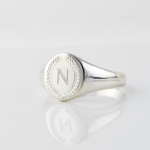 Monogrammed Signet ring - Personalized engraved Solid Sterling Silver signature statement ring - US sizes 4 5 6 7 8 9 Monogram