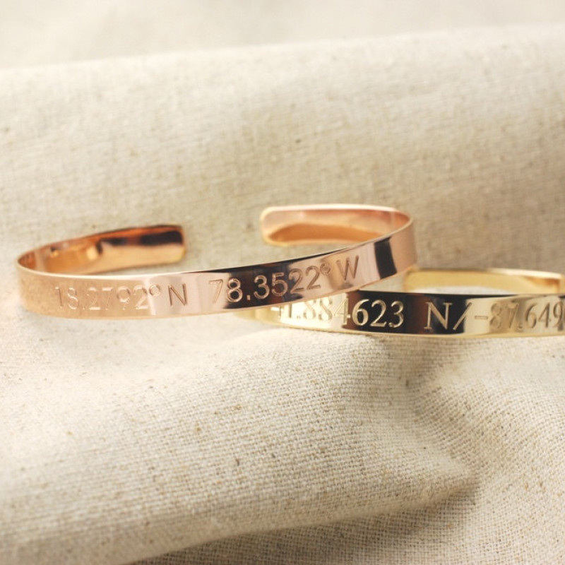 Monogram Cuff bracelet - Custom engraved in various widths 14k gold filled,  Rose gold filled or sterling silver Adjustable cuff bangle