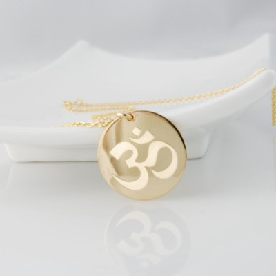 Ohm & Lotus charm yoga necklace, Personalized Monogram Initial pendant - Modern 14k gold filled Zen Jewelry - Om Mantra