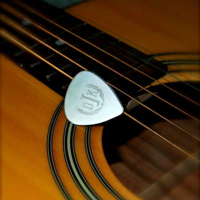 Personalized gifts for Men Unisex sterling silver Guitar Pick with leather case CUSTOM Engraved with any design or monogram Fathers Day