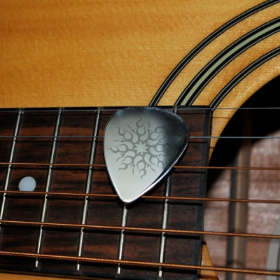 Personalized gifts for Men Unisex sterling silver Guitar Pick with leather case CUSTOM Engraved with any design or monogram Fathers Day