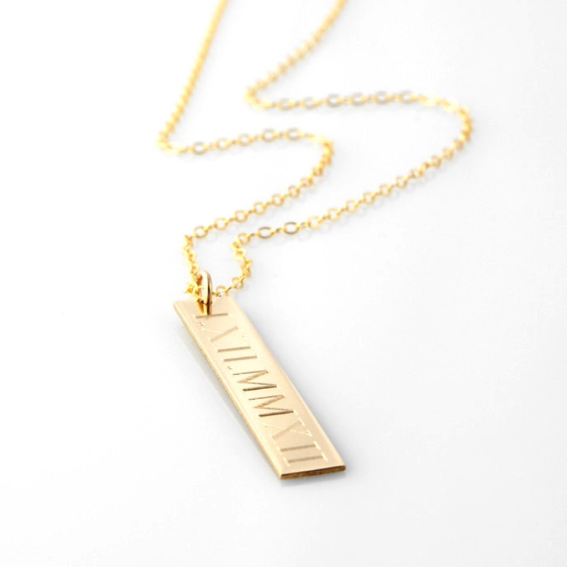 Personalized Necklace Horizontal Bar Necklace Custom Necklace chain 18 inch