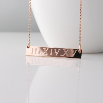 Rose gold Compass coordinate horizontal bar nameplate necklace - personalized - Wedding honeymoon location - Engagement - Bridesmaids gifts