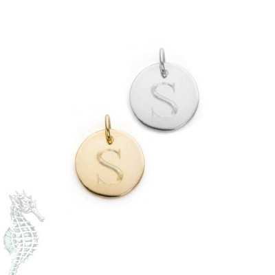 Small 1/2" personalized monogram charm in sterling silver, 14k yellow or rose gold Filled - Gifts for her - Bridesmaids - coin disc