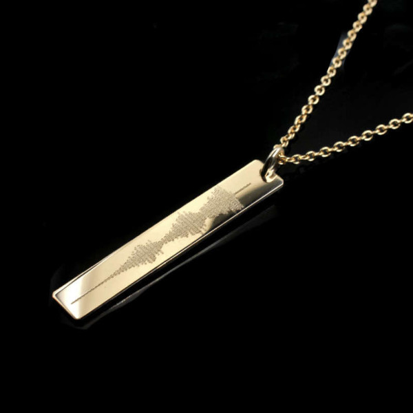 Sound wave necklace - Your own voice recording vertical bar nameplate necklace | EKG | ECG | sterling silver, 14k rose or yellow gold filled