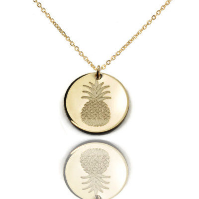 Tropical pineapple charm necklace Other designs: Ohm - Lotus - Tree of life - Queen bee - Anchor - custom engraved 14k gold filled charm