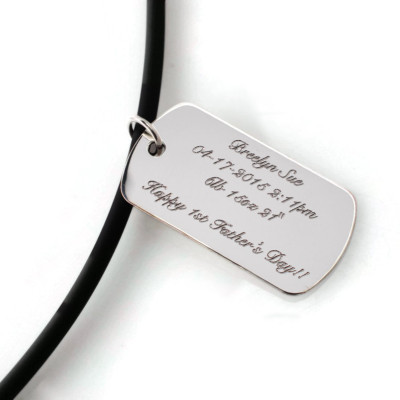 Unique Father's day gifts - your baby's actual footprints or hand prints in solid .925 sterling silver dog tag necklace - Daddy Est. 2017