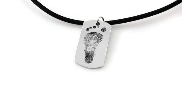 Baby Footprints for Dad Signature Jewelry in Sterling Silver Large Dog Tag