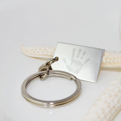 Unique Father's day gifts Your child's actual handwriting or artwork in sterling silver - Exact replica - personalized engraved keychain