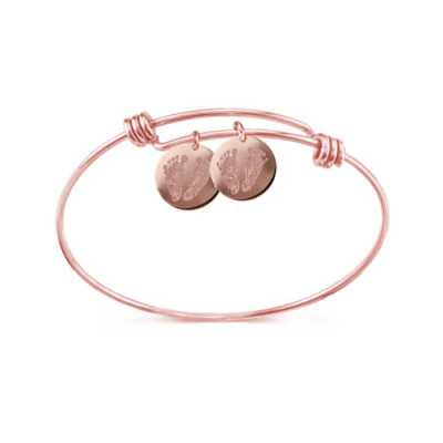 Your baby's actual handprints & footprints  expandable bracelet in either Sterling silver, 14k yellow or 14k rose gold fill Custom push gift