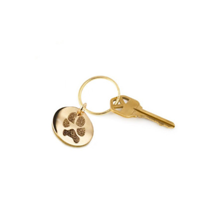 Your pet's actual paw or nose print - kids hand or footprints personalized keychain - 14k gold fill unisex accessories - New Dads