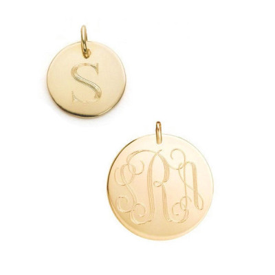 custom engraved  gold filled pendant in various sizes - initials, symbols, names or dates in any language - Personalized gifts for her