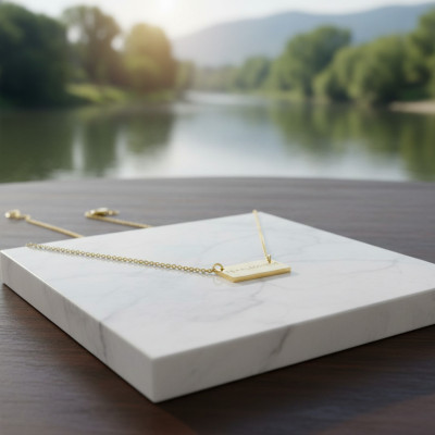 FEARLESSNESS custom engraved horizontal tag pendant necklace in 14k gold fill or sterling silver - Personalized inspirational survivor charm