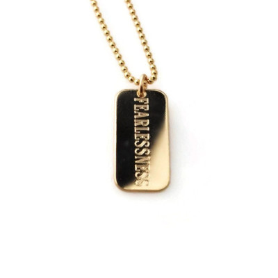 FEARLESSNESS custom engraved rounded rectangle layering pendant necklace in 14k gold fill or sterling silver - inspirational survivor FEARLESSNESS custom engraved rounded rectangle layering pendant necklace in 14k gold fill or sterling silver - inspirational survivor