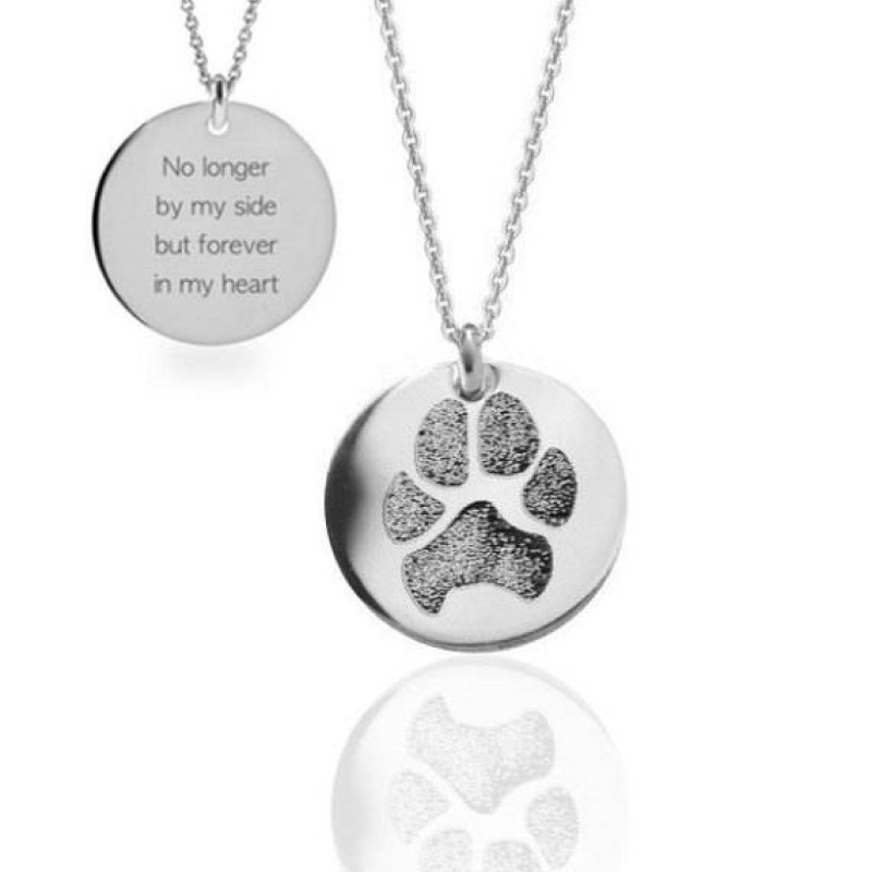 Your pet's actual paw print and quote custom engraved memorial pendant ...