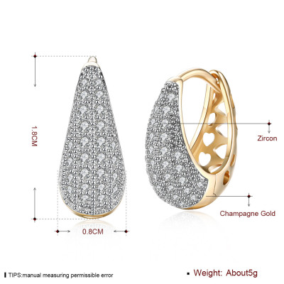 18K Gold Plated Crystal Pear Shaped Teardrop Hoop Earrings