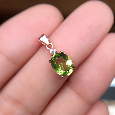 Peridot Necklace, Peridot Pendant 1.06 Carats On 16" Sterling Silver Necklace, Genuine Peridot Jewelry August Birthstone, Oval Cut