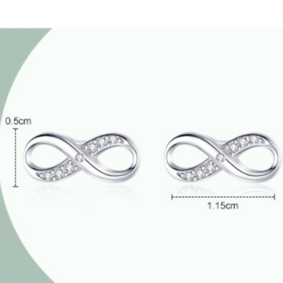 Sterling Silver Sparkling Infinity Stud Earrings