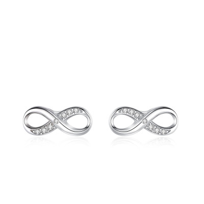 Sterling Silver Sparkling Infinity Stud Earrings