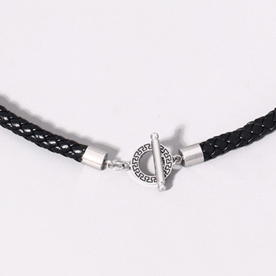 Men's chain necklace with engraving LOOP MEN 925 Silver leather chain for men men's jewellery