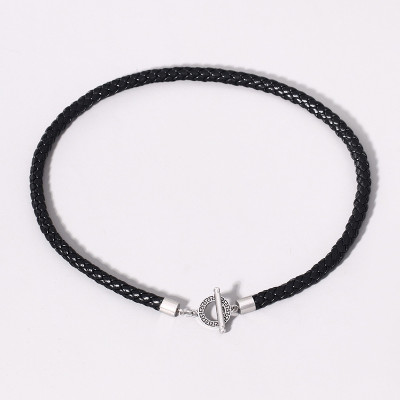 Men's chain necklace with engraving LOOP MEN 925 Silver leather chain for men men's jewellery