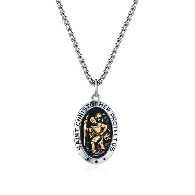 Personalised Engraved Men Saint Christopher in Gold and Silver