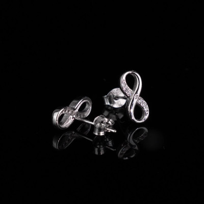 Sterling Silver Sparkling Infinity Stud Earrings