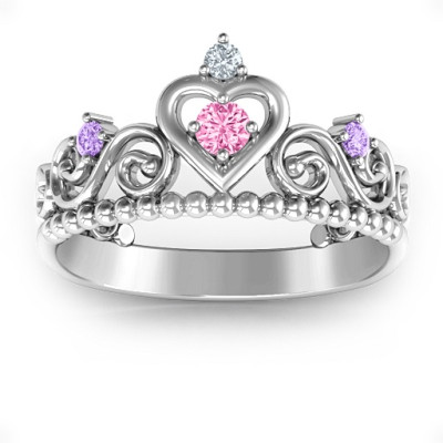 Personalised Princess Charming Tiara Ring - All Birthstone™