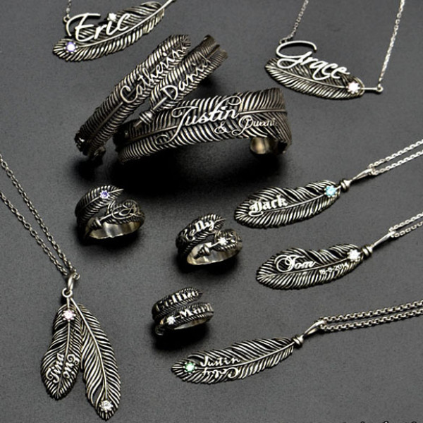Luxury Feather Series - With Name Jewellery - All Birthstone™
