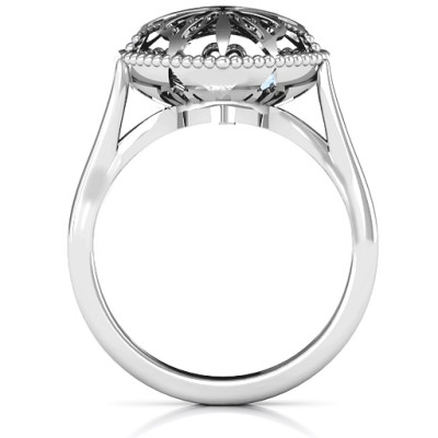 Butterfly Caged Hearts Ring with Ski Tip Band - All Birthstone™
