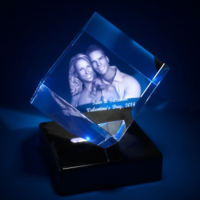 Square Crystal With Photo/Text Engraved Inside - All Birthstone™