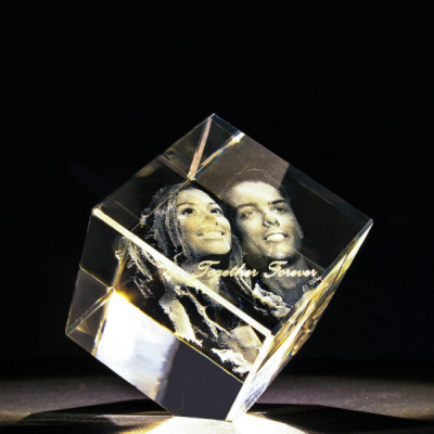 Square Crystal With Photo/Text Engraved Inside - All Birthstone™
