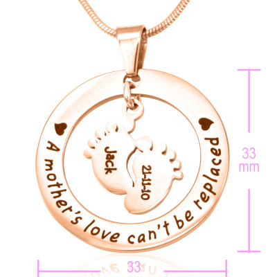 Personalised Cant Be Replaced Necklace - Single Feet 18mm - 18ct Rose Gold - All Birthstone™