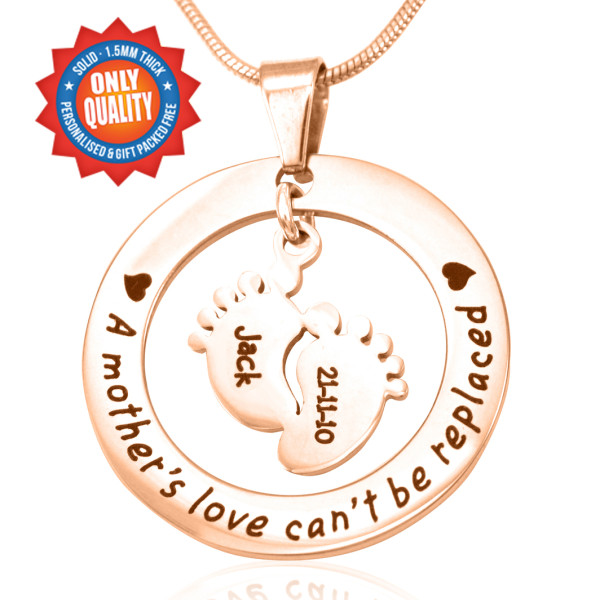 Personalised Cant Be Replaced Necklace - Single Feet 18mm - 18ct Rose Gold - All Birthstone™