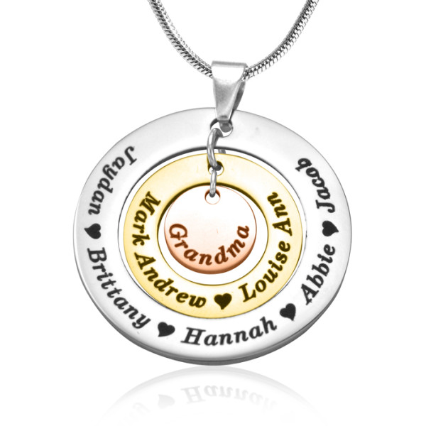 Personalised Circles of Love Necklace - Three Tone - Rose Gold Silver - All Birthstone™